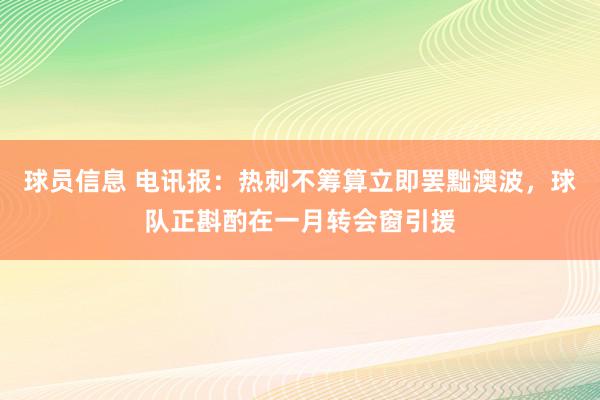 球员信息 电讯报：热刺不筹算立即罢黜澳波，球队正斟酌在一月转会窗引援