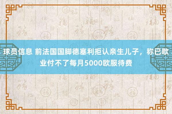 球员信息 前法国国脚德塞利拒认亲生儿子，称已歇业付不了每月5000欧服待费